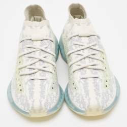 Pre Owned Yeezy x Adidas Grey/White Knit Fabric Boost 380 Alien Blue Sneakers Size 45.5