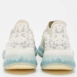 Pre Owned Yeezy x Adidas Grey/White Knit Fabric Boost 380 Alien Blue Sneakers Size 45.5
