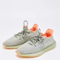 Pre Owned Yeezy x Adidas Green Knit Fabric Boost 350 V2 Desert Sage Sneakers Size 47 1/3
