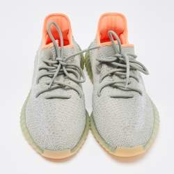 Pre Owned Yeezy x Adidas Green Knit Fabric Boost 350 V2 Desert Sage Sneakers Size 47 1/3