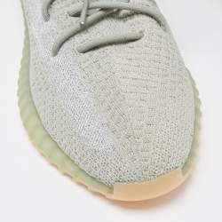 Pre Owned Yeezy x Adidas Green Knit Fabric Boost 350 V2 Desert Sage Sneakers Size 47 1/3