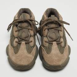 Pre Owned Yeezy x Adidas Two Tone Mesh and Suede Yeezy 500 Clay Brown Sneakers Size 41 1/3