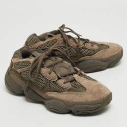 Pre Owned Yeezy x Adidas Two Tone Mesh and Suede Yeezy 500 Clay Brown Sneakers Size 41 1/3