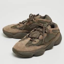 Pre Owned Yeezy x Adidas Two Tone Mesh and Suede Yeezy 500 Clay Brown Sneakers Size 41 1/3