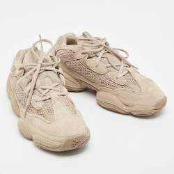 Pre Owned Yeezy x Adidas Beige Mesh and Suede 500 Taupe Light Sneakers Size 44
