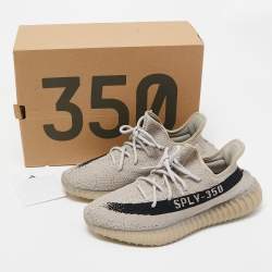 Yeezy x Adidas Grey/Black Knit Fabric Boost 350 V2 Slate Sneakers Size 44