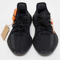 مملوكة مسبقًا Yeezy x Adidas Black Knit Fabric Boost 350 V2 Onyx Sneakers Size 39 1/3