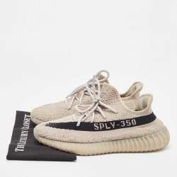 Pre Owned Yeezy x Adidas Grey/Black Knit Fabric Boost 350 V2 Slate Sneakers Size 44 2/3