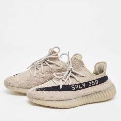 Pre Owned Yeezy x Adidas Grey/Black Knit Fabric Boost 350 V2 Slate Sneakers Size 44 2/3