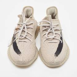 Pre Owned Yeezy x Adidas Grey/Black Knit Fabric Boost 350 V2 Slate Sneakers Size 44 2/3