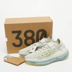 Pre Owned Adidas x Yeezy Blue/White Knit Fabric Boost 380 Alien Sneakers Size 47 1/3