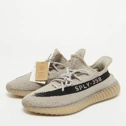 Yeezy x Adidas Grey/Black Knit Fabric Boost 350 V2 Slate Sneakers Size 47 1/3