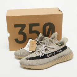 Yeezy x Adidas Grey/Black Knit Fabric Boost 350 V2 Slate Sneakers Size 47 1/3