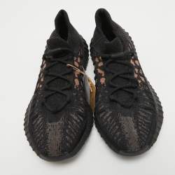 Pre Owned Yeezy x Adidas Black Knit Fabric Boost 350 V2 CMPCT Slate Carbon Sneakers Size 47 1/3