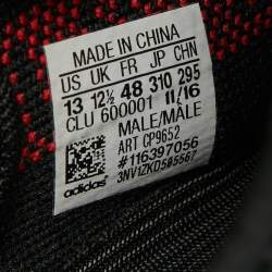 Pre Owned Yeezy x Adidas Black/Red Knit Fabric Boost 350 V2 Bred Sneakers Size 48