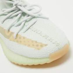 Pre Owned Yeezy x Adidas Blue Knit Fabric Boot 350 V2 Hyperspace Sneakers Size 42.5