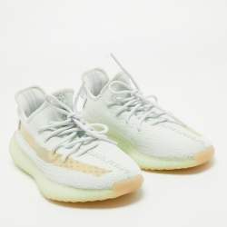 Pre Owned Yeezy x Adidas Blue Knit Fabric Boot 350 V2 Hyperspace Sneakers Size 42.5