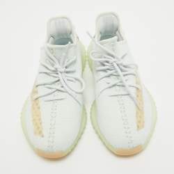 Pre Owned Yeezy x Adidas Blue Knit Fabric Boot 350 V2 Hyperspace Sneakers Size 42.5