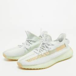 Pre Owned Yeezy x Adidas Blue Knit Fabric Boot 350 V2 Hyperspace Sneakers Size 42.5