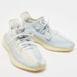 Pre Owned Yeezy x Adidas Light Blue Cotton Knit Boost 350 V2 Sneakers Size 43 1/3