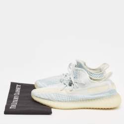 Pre Owned Yeezy x Adidas Light Blue Cotton Knit Boost 350 V2 Sneakers Size 43 1/3