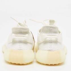 Pre Owned Yeezy x Adidas White Knit Fabric Boost 350 V2 Triple White Sneakers Size 43 1/3