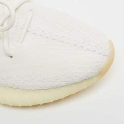 Pre Owned Yeezy x Adidas White Knit Fabric Boost 350 V2 Triple White Sneakers Size 43 1/3