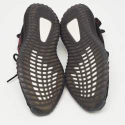 Pre Owned Yeezy x Adidas Black/Red Knit Fabric Boost 350 V2 Bred Sneakers Size 44