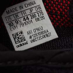 Pre Owned Yeezy x Adidas Black/Red Knit Fabric Boost 350 V2 Bred Sneakers Size 44