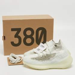 Pre Owned Yeezy x Adidas White Knit Fabric Boost 380 Calcite Glow Sneakers Size 42