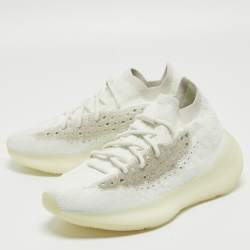 Pre Owned Yeezy x Adidas White Knit Fabric Boost 380 Calcite Glow Sneakers Size 42