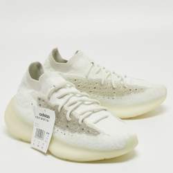 Pre Owned Yeezy x Adidas White Knit Fabric Boost 380 Calcite Glow Sneakers Size 42