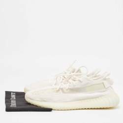 Pre Owned Yeezy X Adidas Off White Knit Fabric Boost 350 V2 Bone Sneakers Size 46 2/3