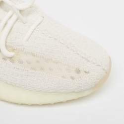 Pre Owned Yeezy X Adidas Off White Knit Fabric Boost 350 V2 Bone Sneakers Size 46 2/3