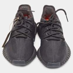 Pre Owned Yeezy x Adidas Black Mesh Boost 350 V2 Mono Cinder Sneakers Size 38