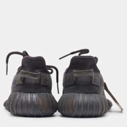 Pre Owned Yeezy x Adidas Black Mesh Boost 350 V2 Mono Cinder Sneakers Size 38