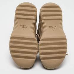 Pre Owned Yeezy x Adidas Beige Suede and Mesh Desert Boot Rock Sneakers Size 41 1/3
