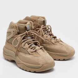 Pre Owned Yeezy x Adidas Beige Suede and Mesh Desert Boot Rock Sneakers Size 41 1/3