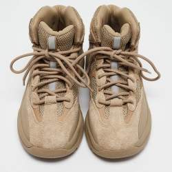 Pre Owned Yeezy x Adidas Beige Suede and Mesh Desert Boot Rock Sneakers Size 41 1/3
