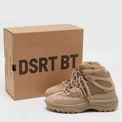 Pre Owned Yeezy x Adidas Beige Suede and Mesh Desert Boot Rock Sneakers Size 41 1/3