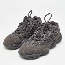 Pre Owned Yeezy x Adidas Black Suede and Mesh 500 Utility Black Sneakers Size 37 1/3