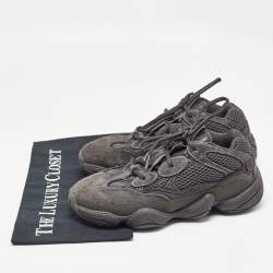 Pre Owned Yeezy x Adidas Black Suede and Mesh 500 Utility Black Sneakers Size 37 1/3