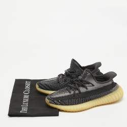 Yeezy x Adidas Black/Blue Knit Fabric Boost 350 V2 Carbon Sneakers Size 39 1/3 