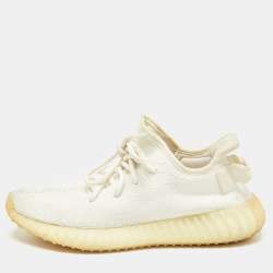 Yeezy x Adidas White Knit Fabric Boost 350 V2 Cream White Sneakers Size 39 1/3 