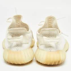 Yeezy x Adidas White Knit Fabric Boost 350 V2 Cream White Sneakers Size 39 1/3 