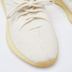 Pre Owned Yeezy x Adidas Cream Knit Fabric Boost 350 V2 Cream Sneakers Size 42 2/3
