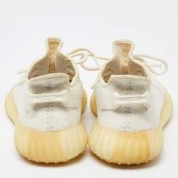 Pre Owned Yeezy x Adidas Cream Knit Fabric Boost 350 V2 Cream Sneakers Size 42 2/3