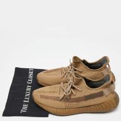 Pre Owned Yeezy x Adidas Brown Knit Fabric Boost 350 V2 Earth Sneakers Size 42 2/3