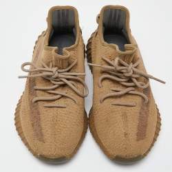 Pre Owned Yeezy x Adidas Brown Knit Fabric Boost 350 V2 Earth Sneakers Size 42 2/3