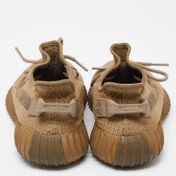 Pre Owned Yeezy x Adidas Brown Knit Fabric Boost 350 V2 Earth Sneakers Size 42 2/3